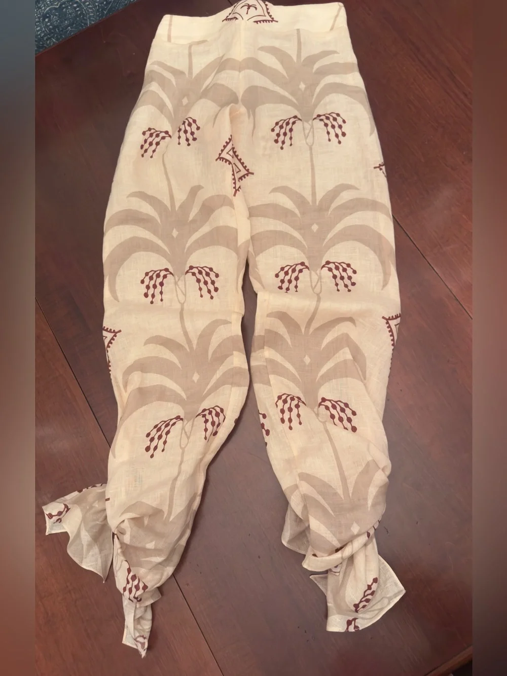 Johanna Ortiz Beige Printed Wide-Leg Femininity Dramatic Pant
